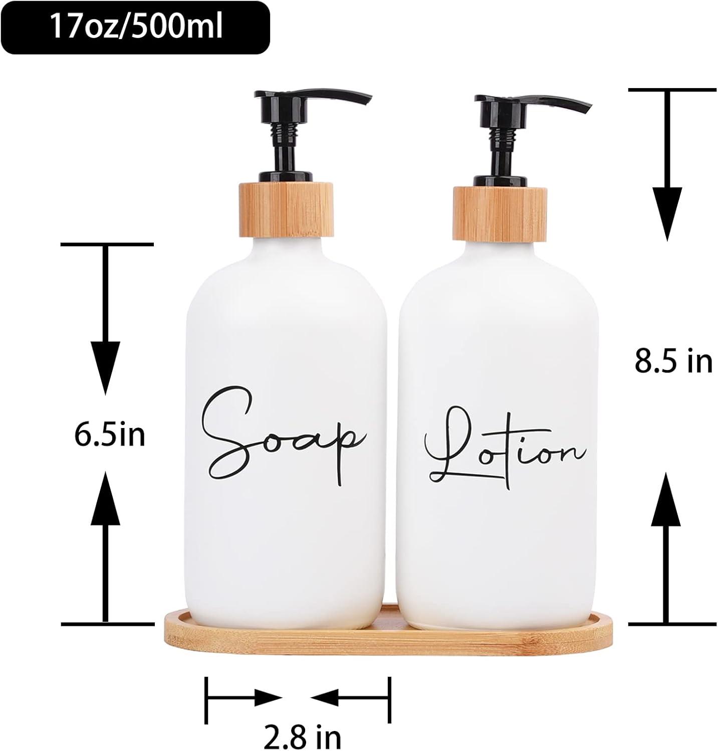 image17 oz Hand Soap Dispenser Glass Liquid Dish Soap Bottles Refillable Empty Lotion Pump Bottles for Bathroom Decor Kitchen Sink Matte Design Black White Pack of 2White