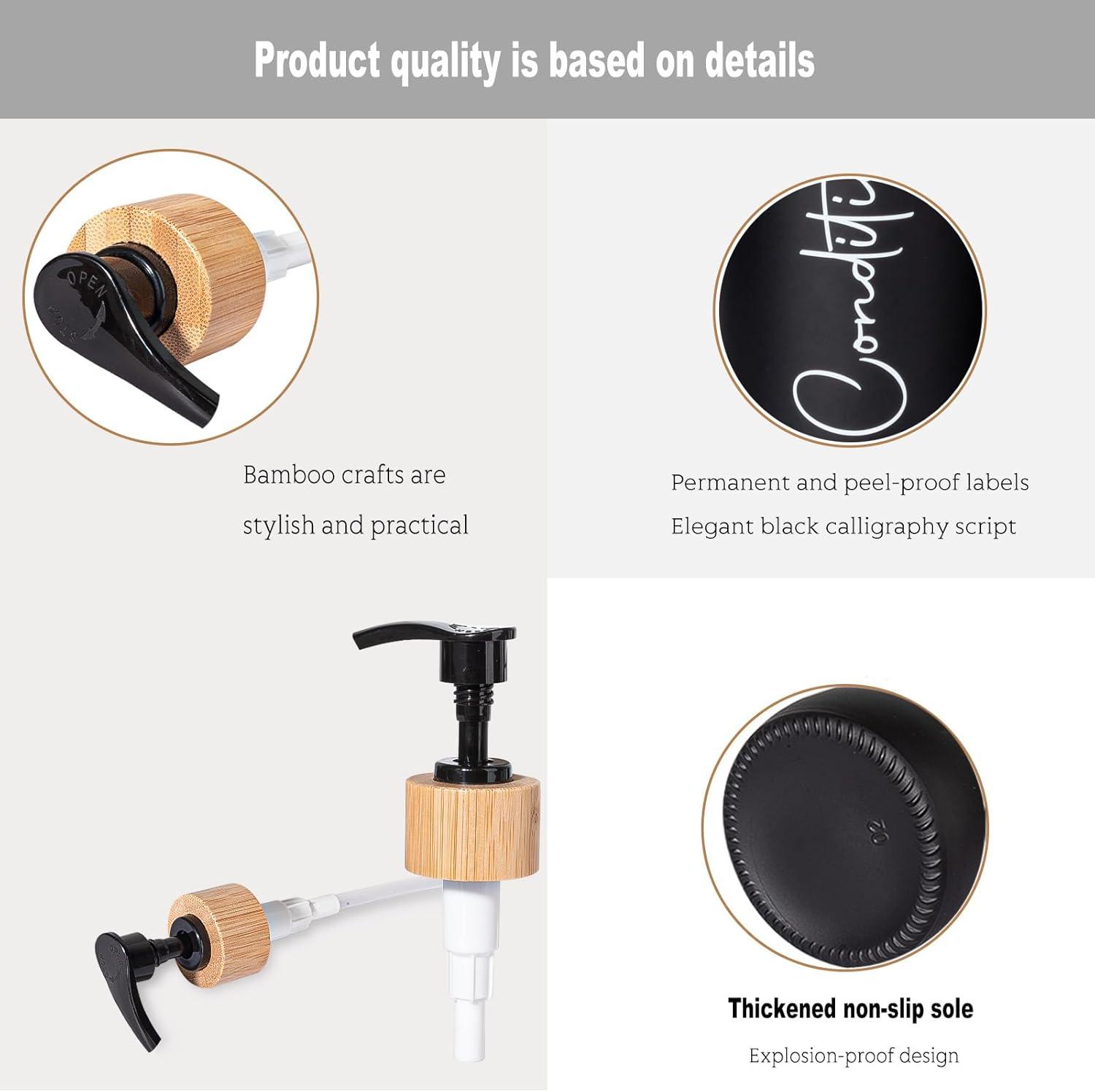 image17 oz Hand Soap Dispenser Glass Liquid Dish Soap Bottles Refillable Empty Lotion Pump Bottles for Bathroom Decor Kitchen Sink Matte Design Black White Pack of 2Black