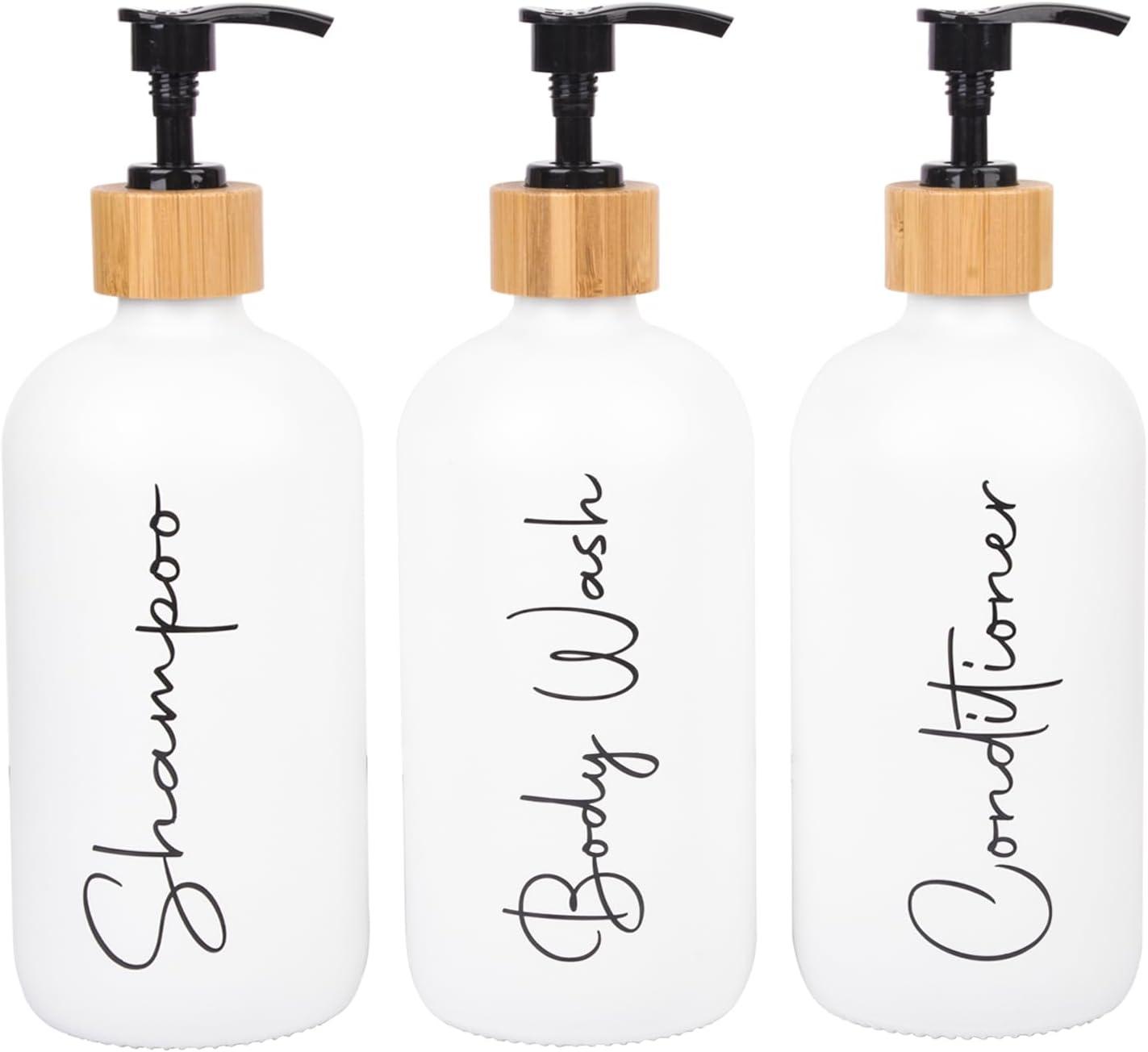 image17 oz Hand Soap Dispenser Glass Liquid Dish Soap Bottles Refillable Empty Lotion Pump Bottles for Bathroom Decor Kitchen Sink Matte Design Black White Pack of 2White