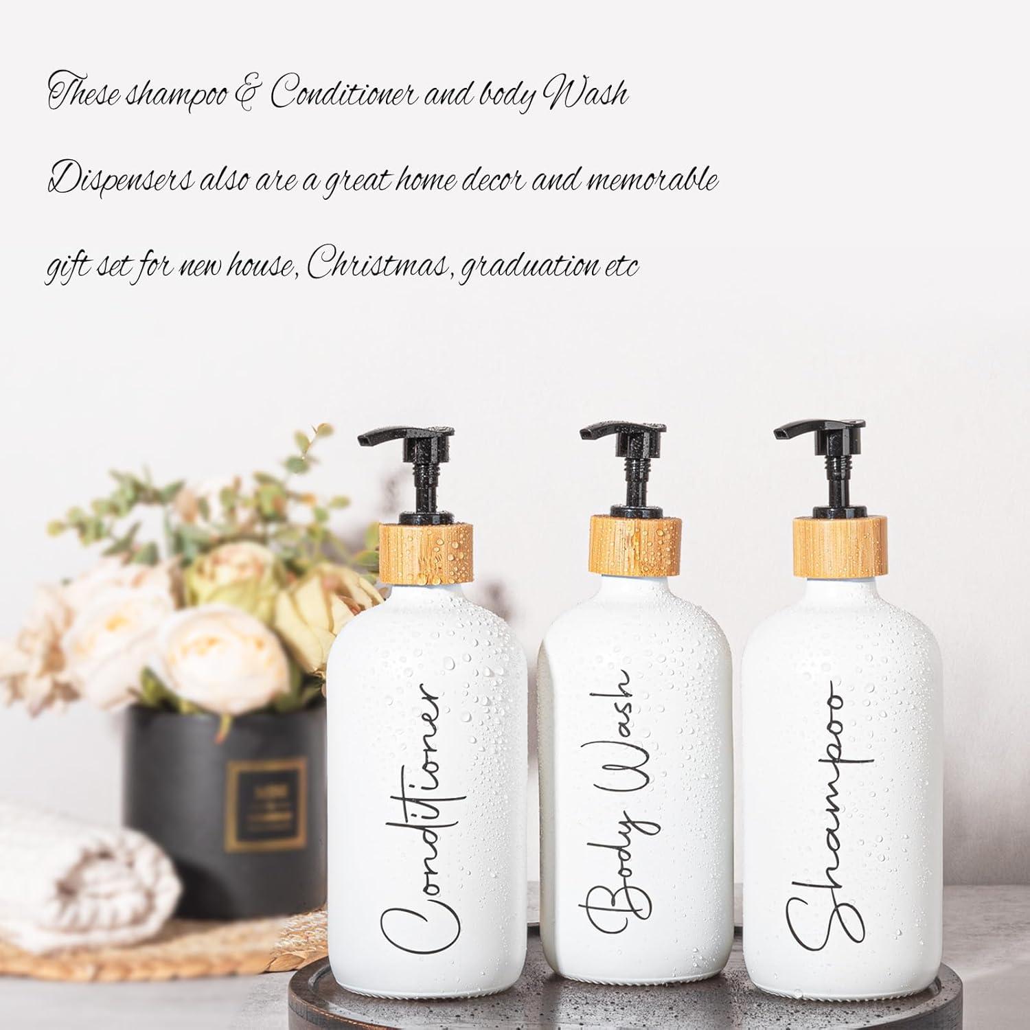 image17 oz Hand Soap Dispenser Glass Liquid Dish Soap Bottles Refillable Empty Lotion Pump Bottles for Bathroom Decor Kitchen Sink Matte Design Black White Pack of 2White