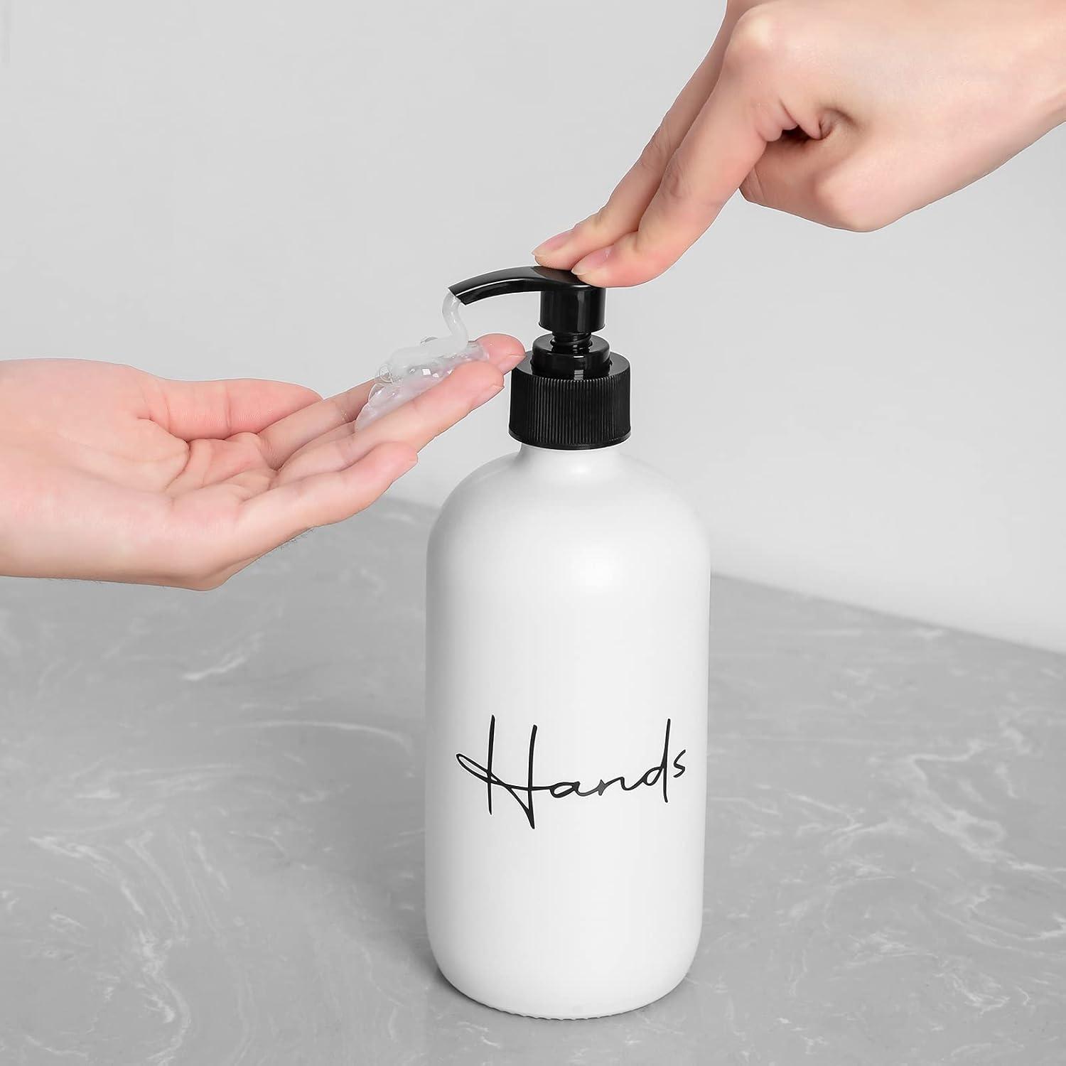 image17 oz Hand Soap Dispenser Glass Liquid Dish Soap Bottles Refillable Empty Lotion Pump Bottles for Bathroom Decor Kitchen Sink Matte Design Black White Pack of 2White