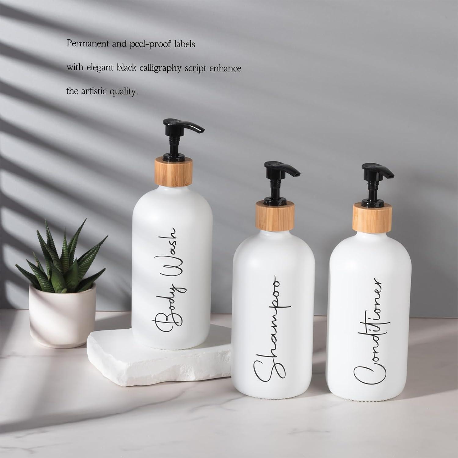 image17 oz Hand Soap Dispenser Glass Liquid Dish Soap Bottles Refillable Empty Lotion Pump Bottles for Bathroom Decor Kitchen Sink Matte Design Black White Pack of 2White