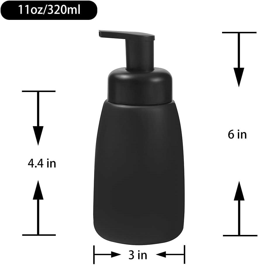 imageFoaming Hand Soap Dispenser Ceramic Jar Foam Dish Soap Dispenser for Bathroom and Kitchen Sink Liquid Pump Bottle for Shampoo Body Wash Hand Soap BlackBlack