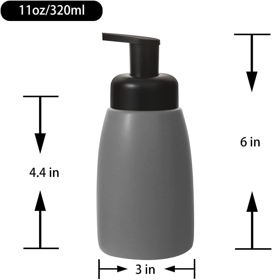 imageFoaming Hand Soap Dispenser Ceramic Jar Foam Dish Soap Dispenser for Bathroom and Kitchen Sink Liquid Pump Bottle for Shampoo Body Wash Hand Soap BlackGray
