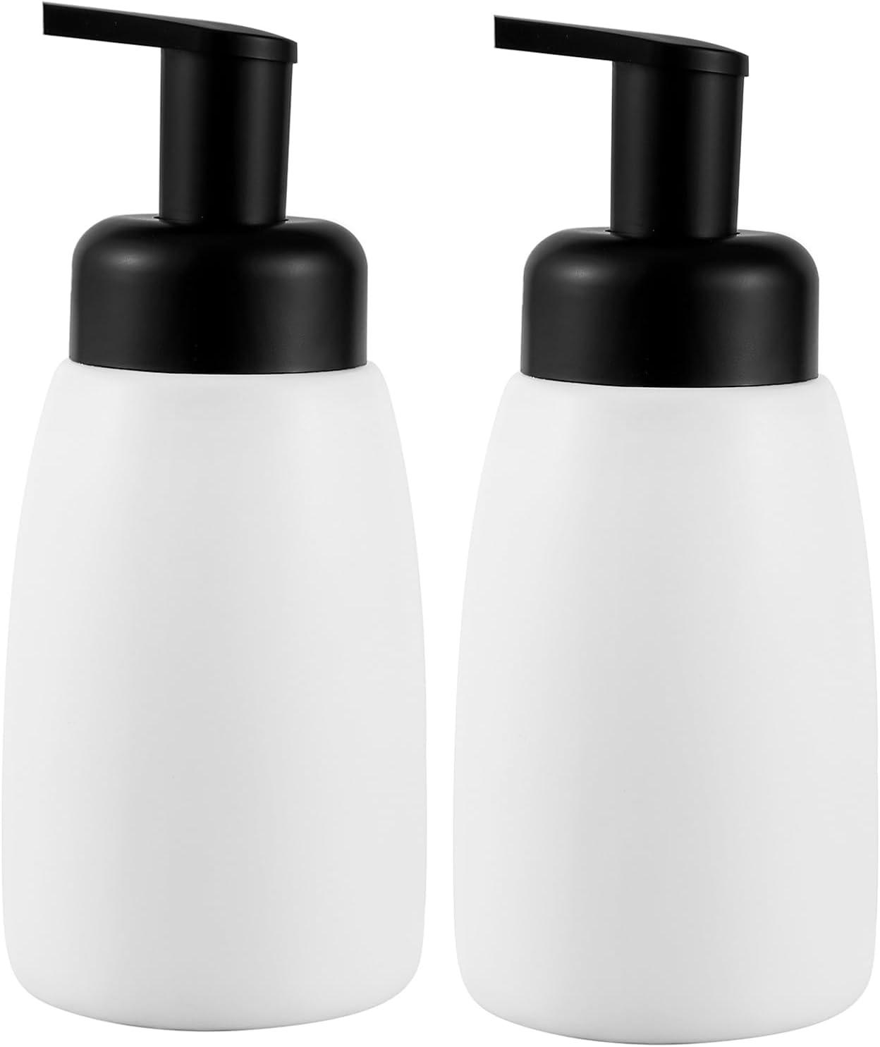 imageFoaming Hand Soap Dispenser Ceramic Jar Foam Dish Soap Dispenser for Bathroom and Kitchen Sink Liquid Pump Bottle for Shampoo Body Wash Hand Soap BlackWhite