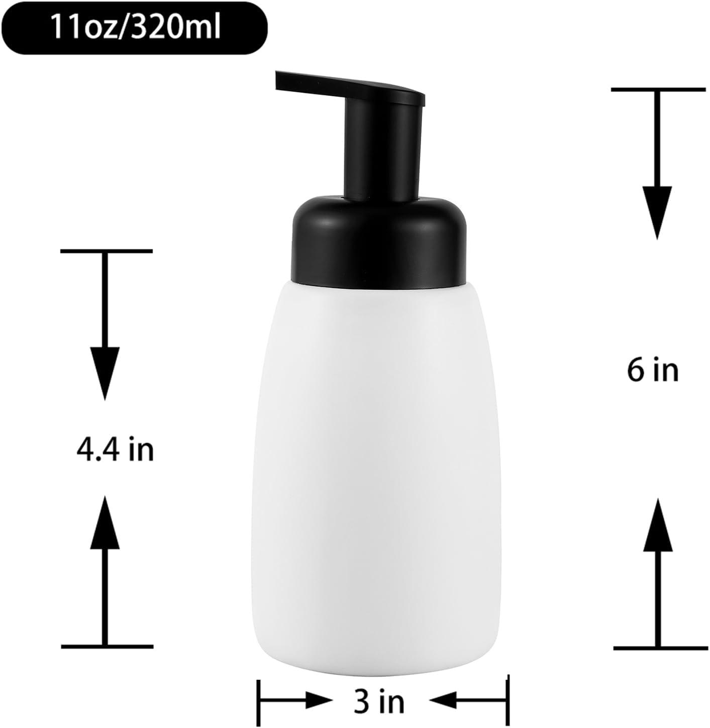 imageFoaming Hand Soap Dispenser Ceramic Jar Foam Dish Soap Dispenser for Bathroom and Kitchen Sink Liquid Pump Bottle for Shampoo Body Wash Hand Soap BlackWhite