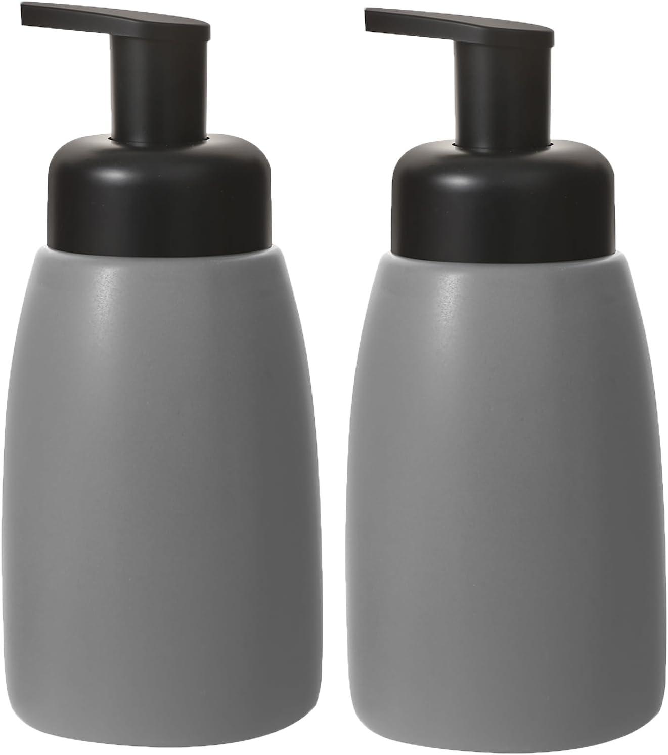 imageFoaming Hand Soap Dispenser Ceramic Jar Foam Dish Soap Dispenser for Bathroom and Kitchen Sink Liquid Pump Bottle for Shampoo Body Wash Hand Soap BlackGray