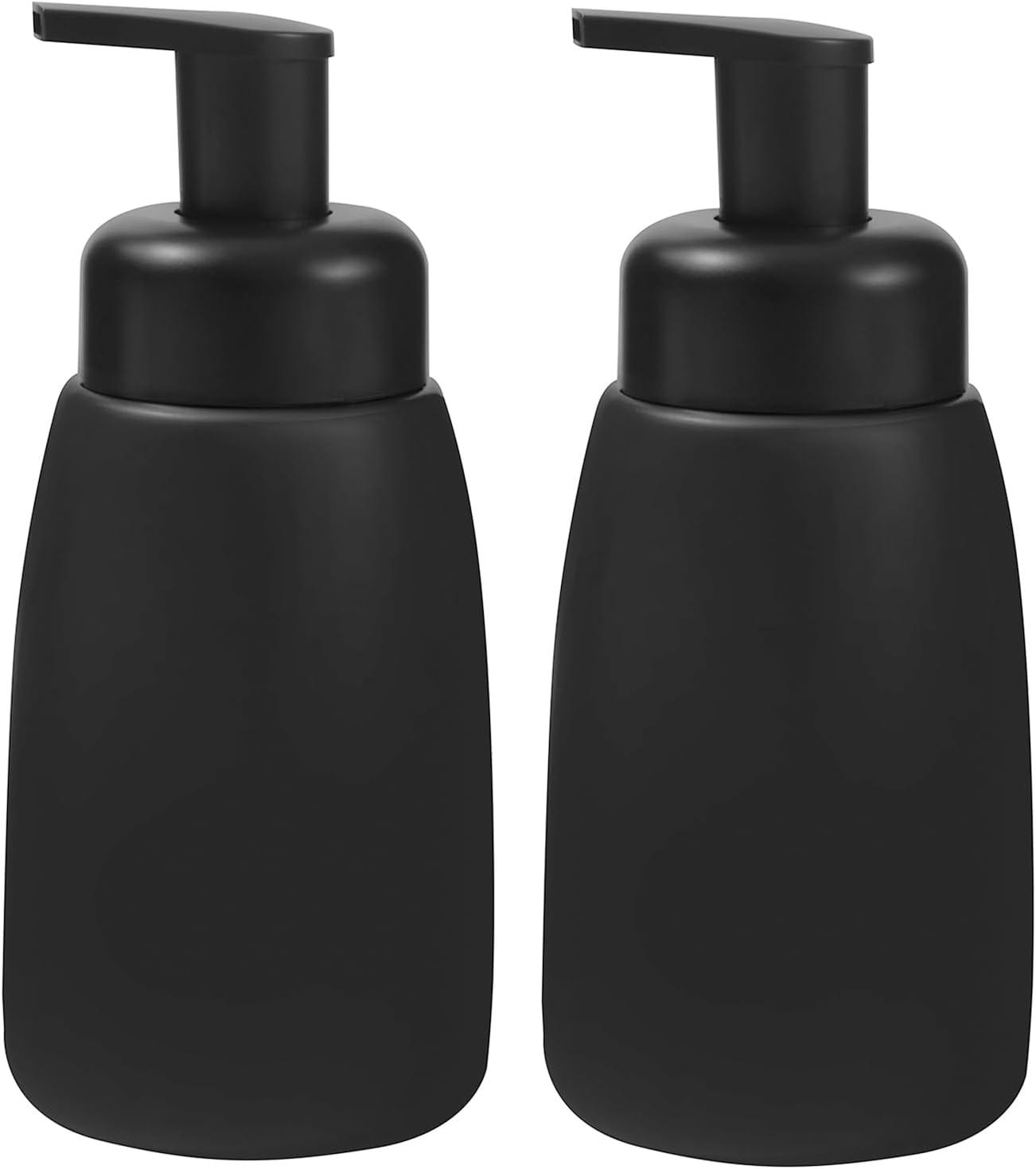 imageFoaming Hand Soap Dispenser Ceramic Jar Foam Dish Soap Dispenser for Bathroom and Kitchen Sink Liquid Pump Bottle for Shampoo Body Wash Hand Soap BlackBlack