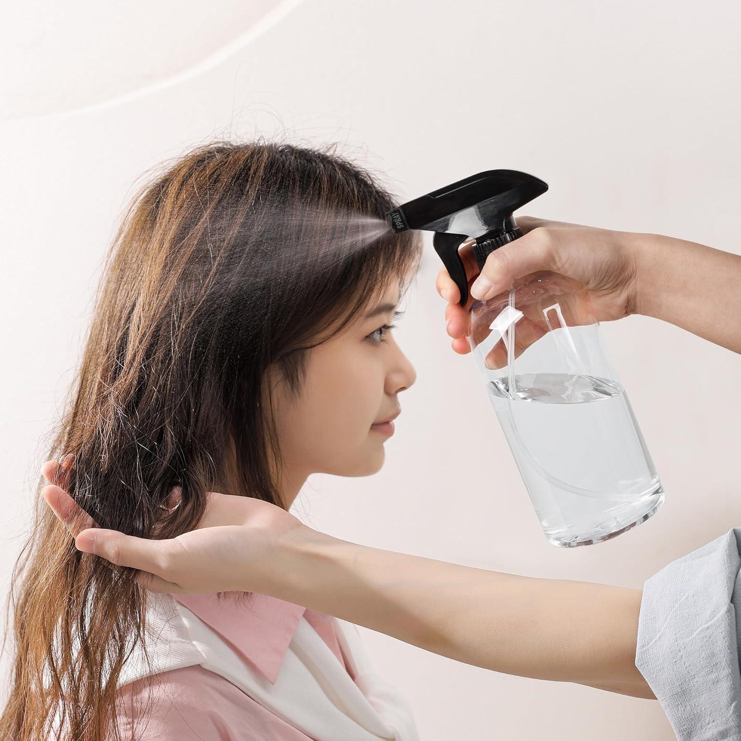 imageUUJOLY 17 oz Plastic Spray Bottle Trigger Empty Spray Bottles Clear Refillable Container for Water Essential Oils Hair Cleaning Products Adjustable Head Sprayer and Stream Black 2 PackClear Black