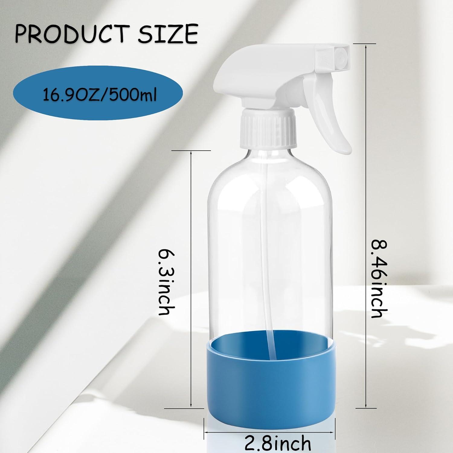 imageUUJOLY 17 oz Plastic Spray Bottle Trigger Empty Spray Bottles Clear Refillable Container for Water Essential Oils Hair Cleaning Products Adjustable Head Sprayer and Stream Black 2 PackGreen Blue
