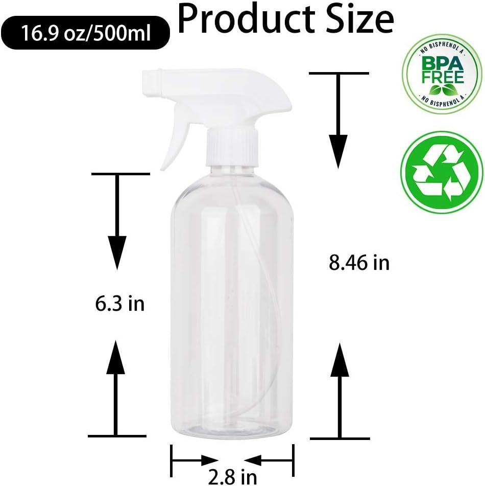 imageUUJOLY 17 oz Plastic Spray Bottle Trigger Empty Spray Bottles Clear Refillable Container for Water Essential Oils Hair Cleaning Products Adjustable Head Sprayer and Stream Black 2 PackClear