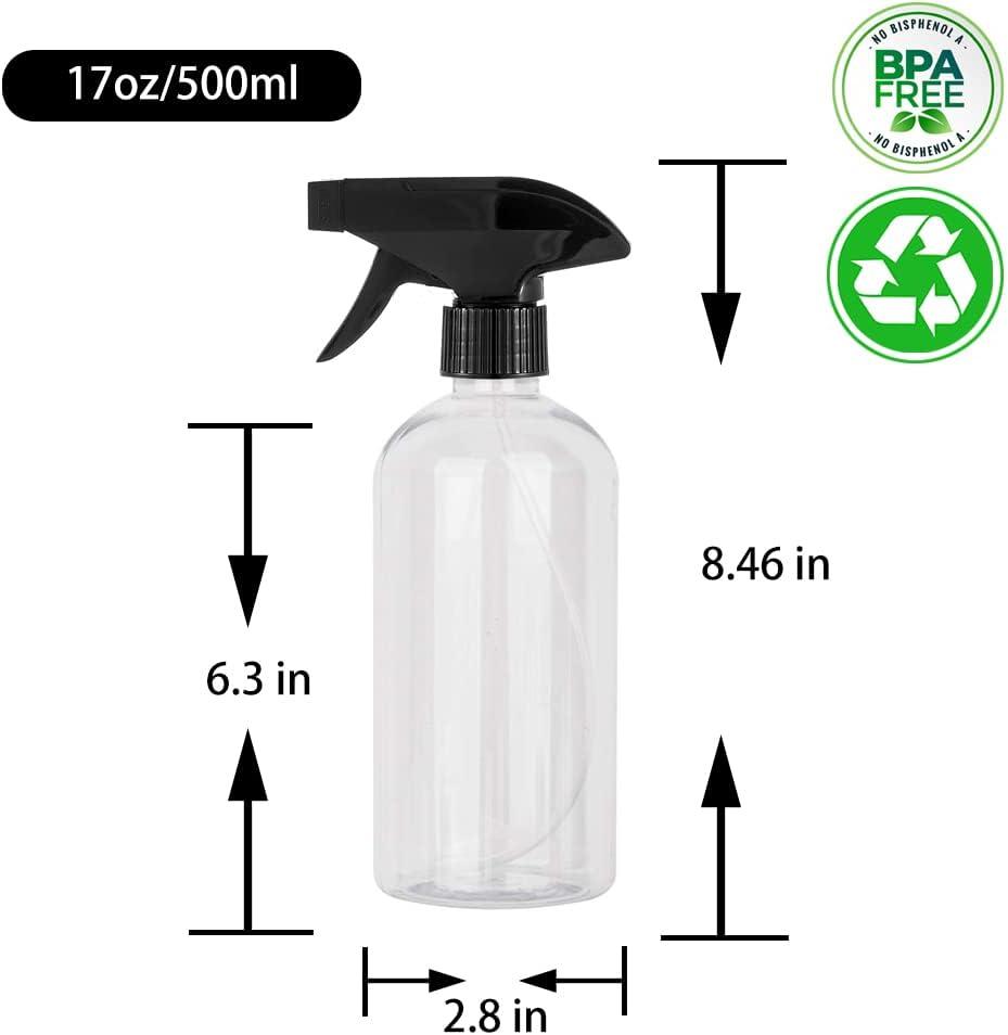 imageUUJOLY 17 oz Plastic Spray Bottle Trigger Empty Spray Bottles Clear Refillable Container for Water Essential Oils Hair Cleaning Products Adjustable Head Sprayer and Stream Black 2 PackClear Black