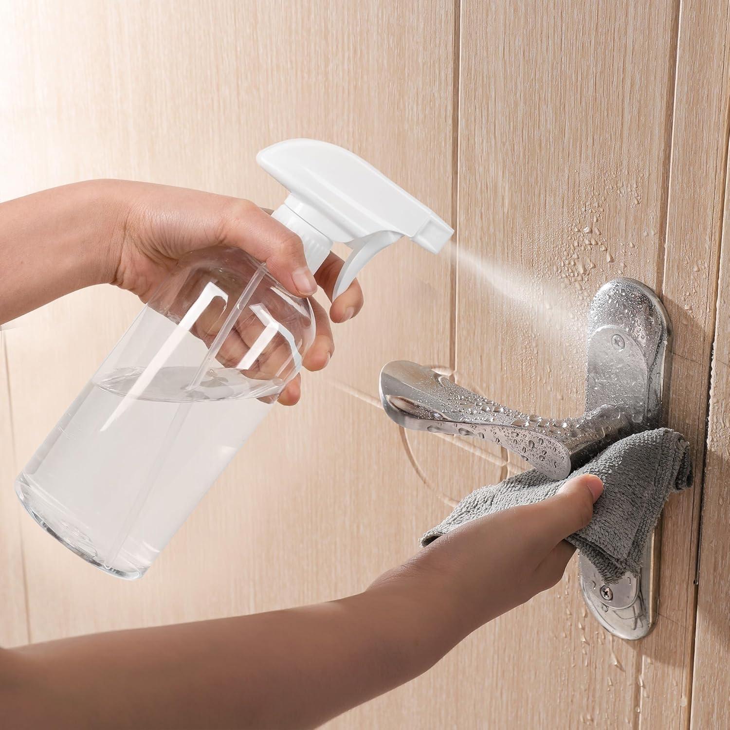 imageUUJOLY 17 oz Plastic Spray Bottle Trigger Empty Spray Bottles Clear Refillable Container for Water Essential Oils Hair Cleaning Products Adjustable Head Sprayer and Stream Black 2 PackClear