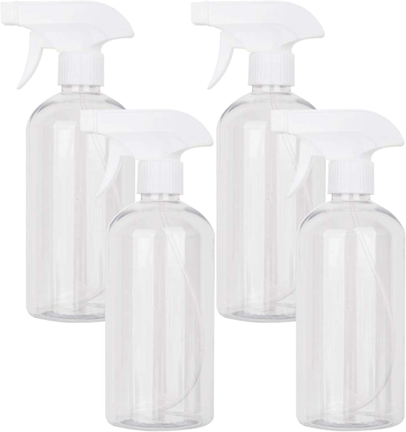 imageUUJOLY 17 oz Plastic Spray Bottle Trigger Empty Spray Bottles Clear Refillable Container for Water Essential Oils Hair Cleaning Products Adjustable Head Sprayer and Stream Black 2 PackClear