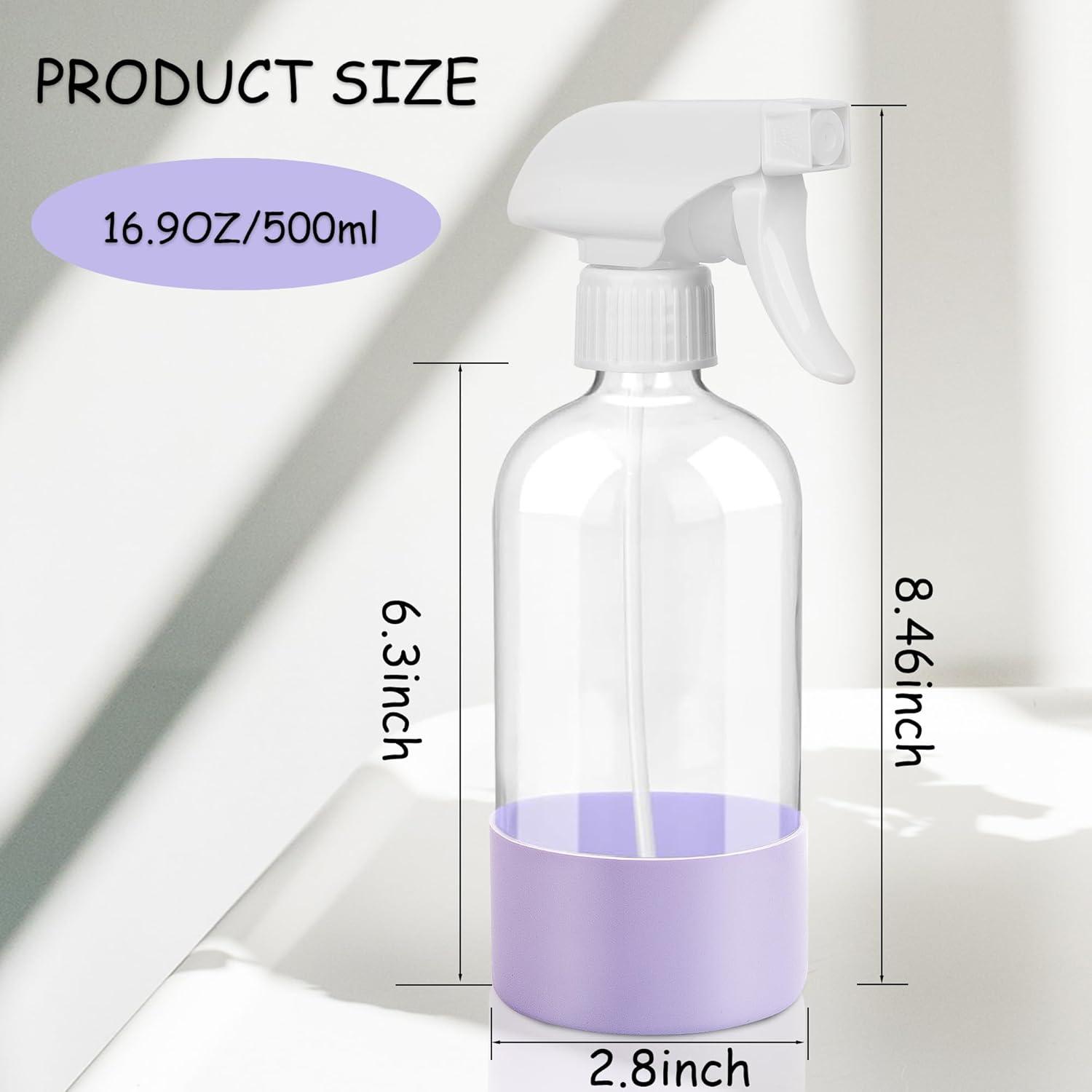 imageUUJOLY 17 oz Plastic Spray Bottle Trigger Empty Spray Bottles Clear Refillable Container for Water Essential Oils Hair Cleaning Products Adjustable Head Sprayer and Stream Black 2 PackPurle Dark Grey
