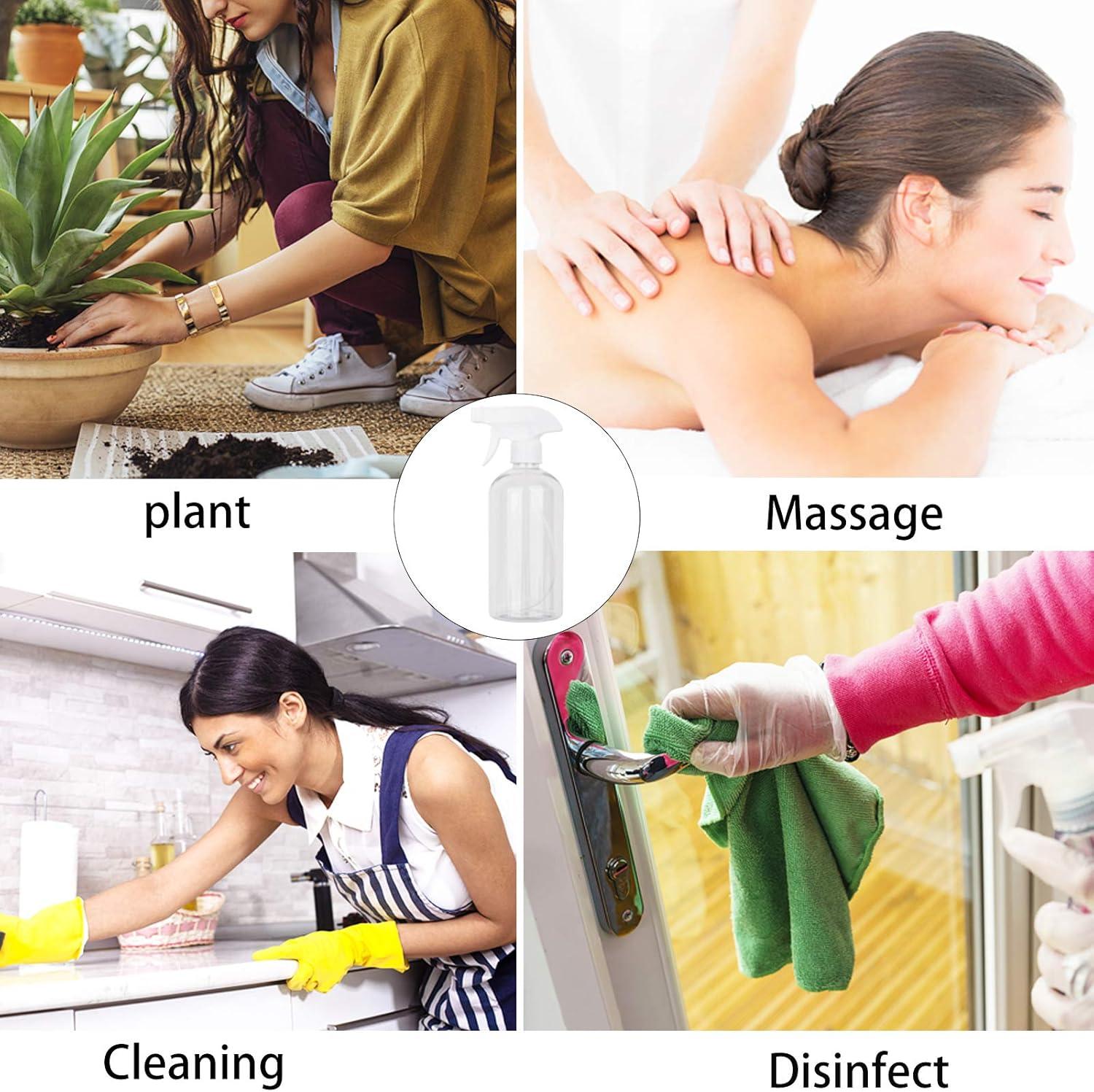 imageUUJOLY 17 oz Plastic Spray Bottle Trigger Empty Spray Bottles Clear Refillable Container for Water Essential Oils Hair Cleaning Products Adjustable Head Sprayer and Stream Black 2 PackClear