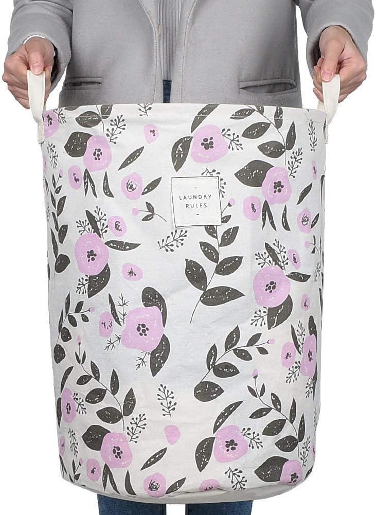 imageUUJOLY Collapsible Laundry Basket Laundry Hamper with Handles Waterproof Round Cotton Linen Laundry Hamper Printing Household Organizer Basket 197x157 inches Gold leafPurple