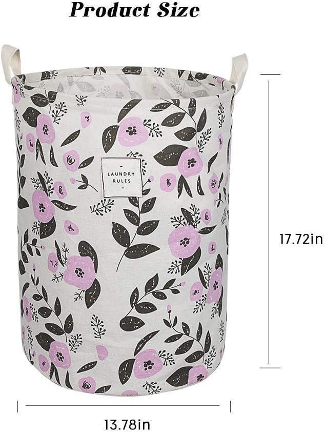 imageUUJOLY Collapsible Laundry Basket Laundry Hamper with Handles Waterproof Round Cotton Linen Laundry Hamper Printing Household Organizer Basket 197x157 inches Gold leafPurple