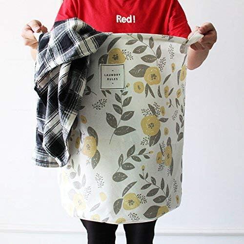 imageUUJOLY Collapsible Laundry Basket Laundry Hamper with Handles Waterproof Round Cotton Linen Laundry Hamper Printing Household Organizer Basket 197x157 inches Gold leafYellow