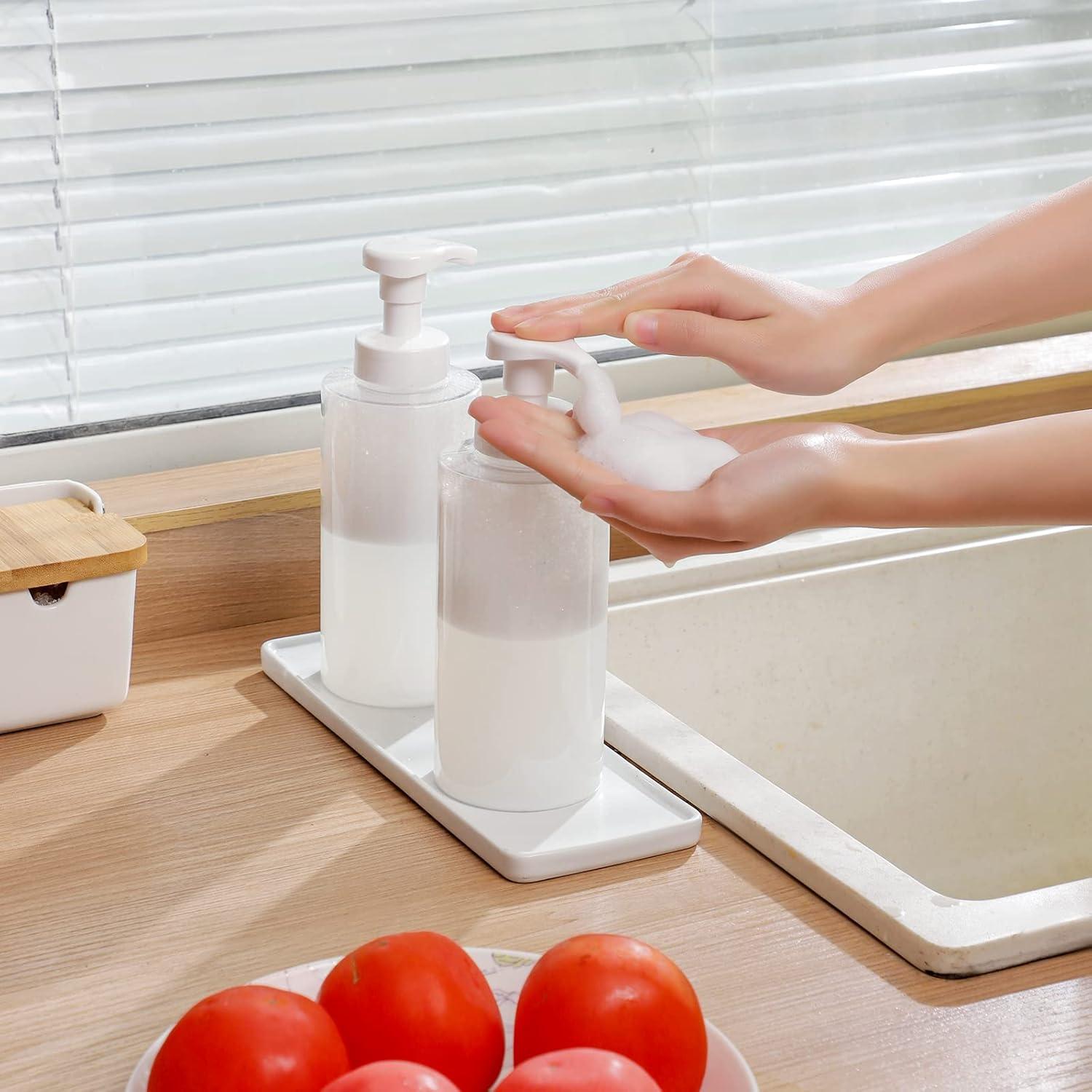 imageUUJOLY Foaming Soap Dispenser 17 OZ Refillable Plastic Soap Pump Bottle for Liquid Soap Shampoo Body Wash 2 Pcs ClearClear