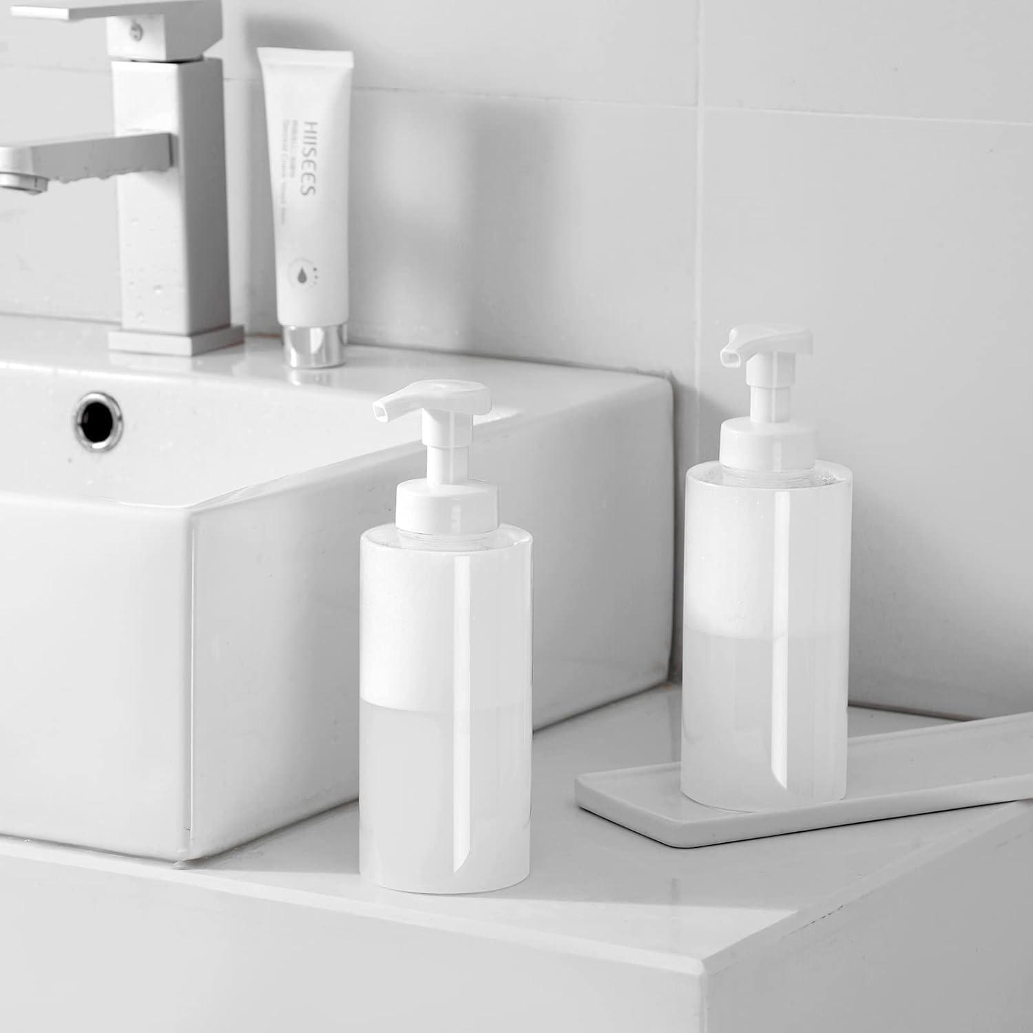 imageUUJOLY Foaming Soap Dispenser 17 OZ Refillable Plastic Soap Pump Bottle for Liquid Soap Shampoo Body Wash 2 Pcs ClearClear