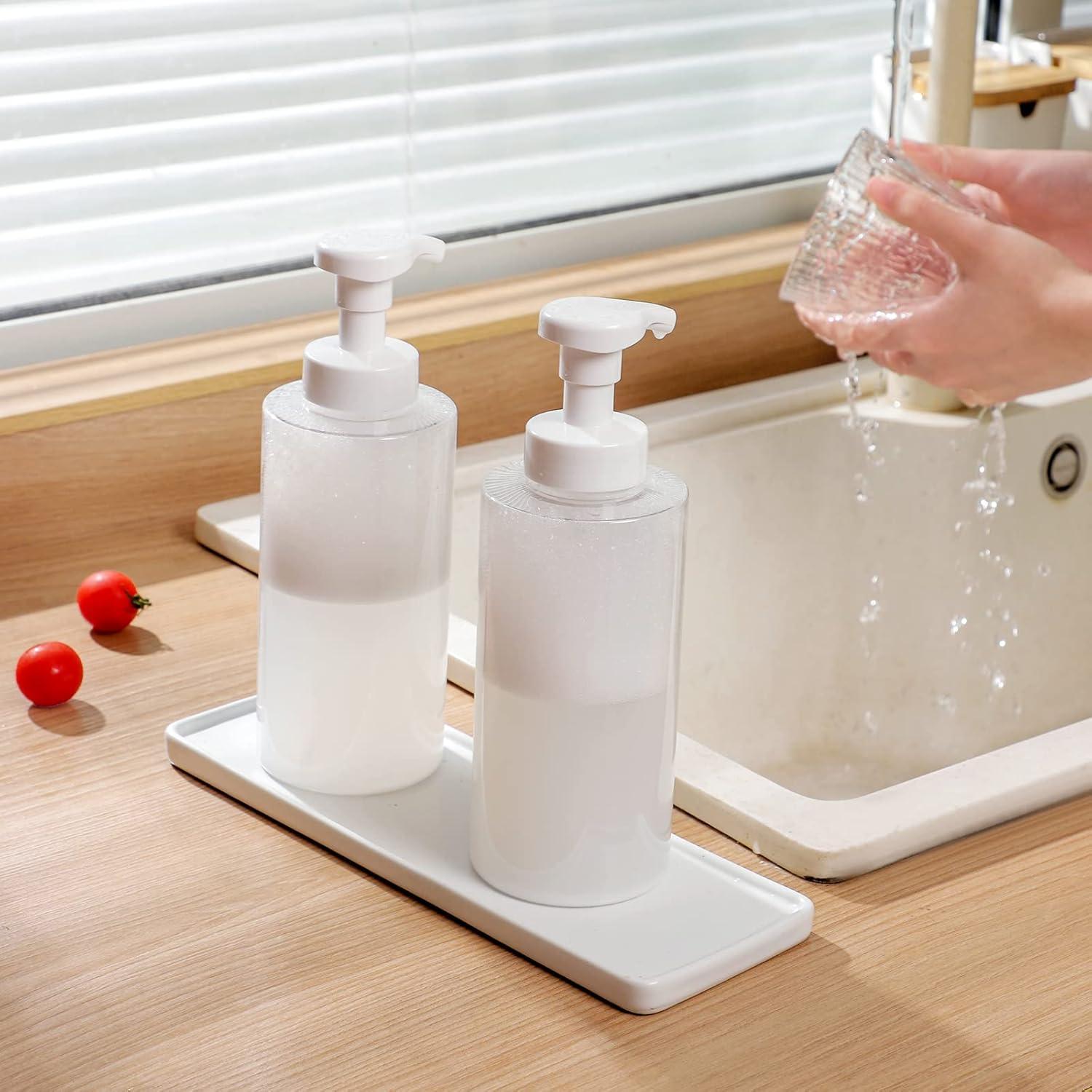 imageUUJOLY Foaming Soap Dispenser 17 OZ Refillable Plastic Soap Pump Bottle for Liquid Soap Shampoo Body Wash 2 Pcs ClearClear