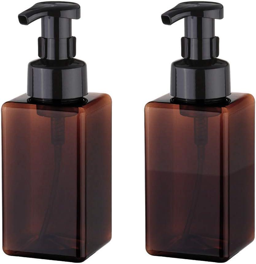 imageUUJOLY Foaming Soap Dispenser 250ml 9oz Refillable Pump Bottle for Liquid Soap Shampoo Body Wash 2 Pcs Small ClearAmber