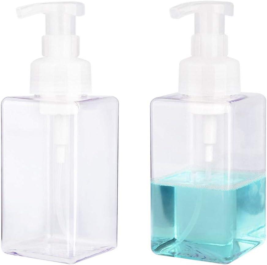 imageUUJOLY Foaming Soap Dispenser 250ml 9oz Refillable Pump Bottle for Liquid Soap Shampoo Body Wash 2 Pcs Small ClearClear
