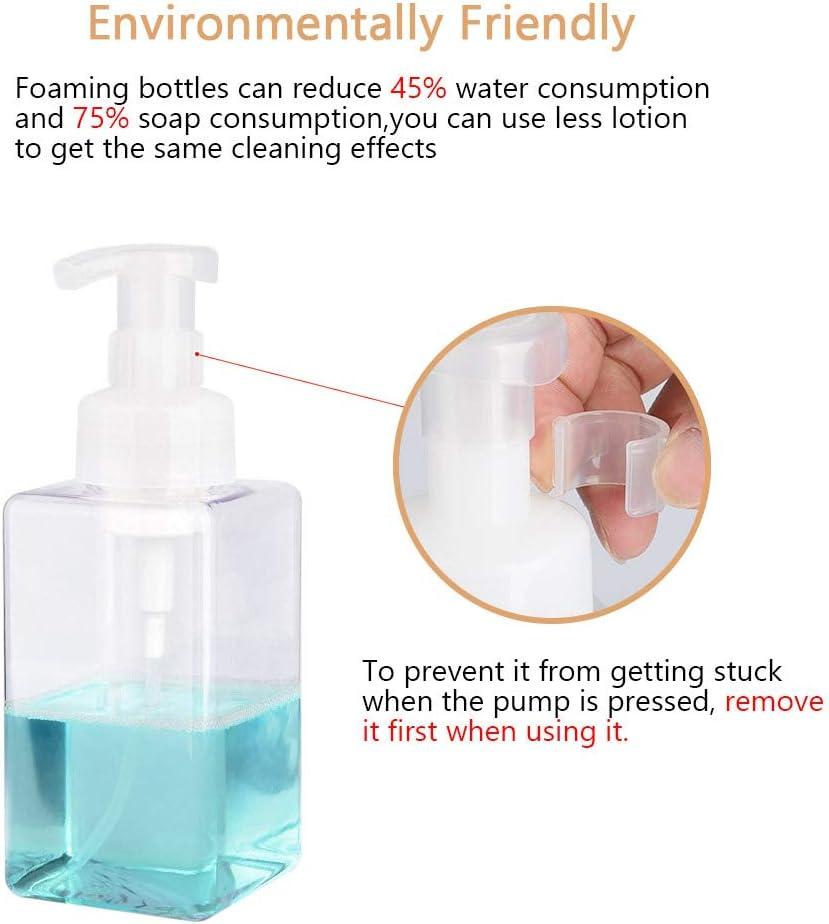 imageUUJOLY Foaming Soap Dispenser 250ml 9oz Refillable Pump Bottle for Liquid Soap Shampoo Body Wash 2 Pcs Small ClearClear