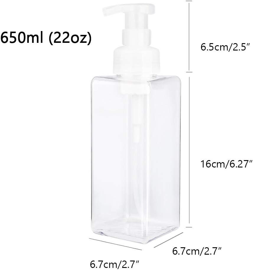 imageUUJOLY Foaming Soap Dispenser 250ml 9oz Refillable Pump Bottle for Liquid Soap Shampoo Body Wash 2 Pcs Small ClearClear