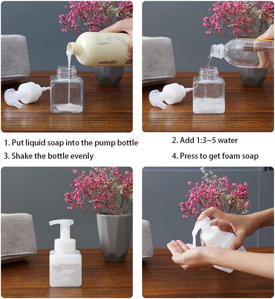 imageUUJOLY Foaming Soap Dispenser 250ml 9oz Refillable Pump Bottle for Liquid Soap Shampoo Body Wash 2 Pcs Small ClearClear