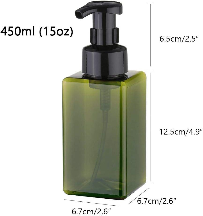 imageUUJOLY Foaming Soap Dispenser 250ml 9oz Refillable Pump Bottle for Liquid Soap Shampoo Body Wash 2 Pcs Small ClearGreen