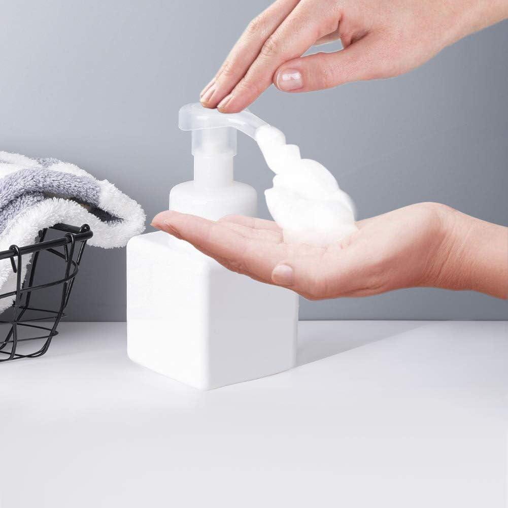 imageUUJOLY Foaming Soap Dispenser 250ml 9oz Refillable Pump Bottle for Liquid Soap Shampoo Body Wash 2 Pcs Small ClearWhite