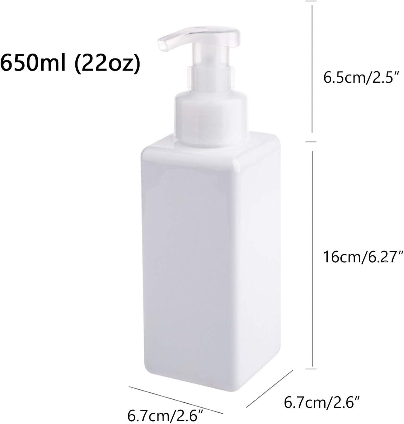 imageUUJOLY Foaming Soap Dispenser 250ml 9oz Refillable Pump Bottle for Liquid Soap Shampoo Body Wash 2 Pcs Small ClearWhite