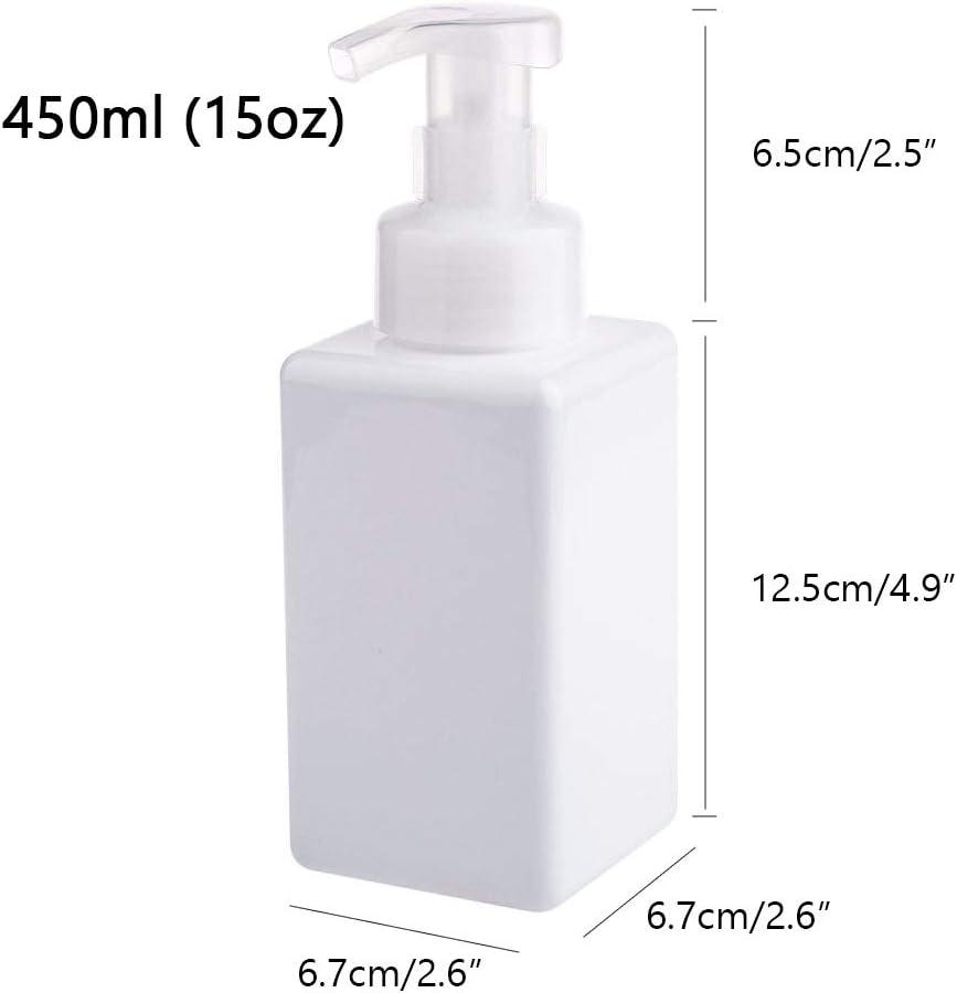 imageUUJOLY Foaming Soap Dispenser 250ml 9oz Refillable Pump Bottle for Liquid Soap Shampoo Body Wash 2 Pcs Small ClearWhite