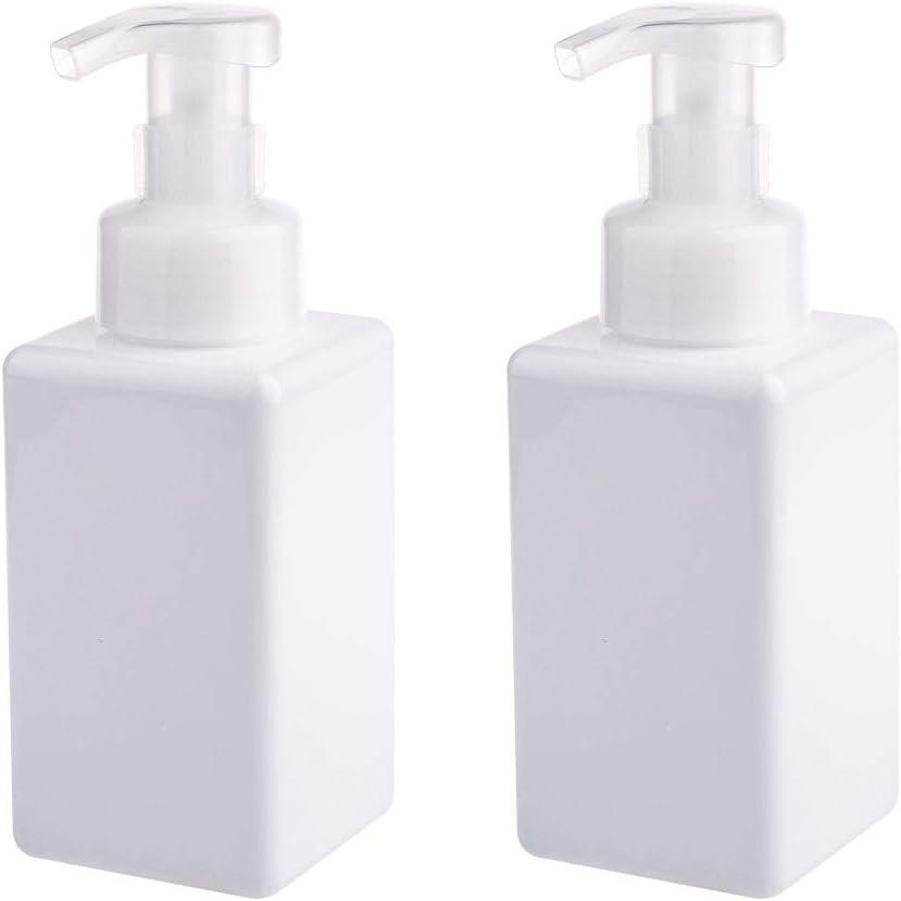 imageUUJOLY Foaming Soap Dispenser 250ml 9oz Refillable Pump Bottle for Liquid Soap Shampoo Body Wash 2 Pcs Small ClearWhite