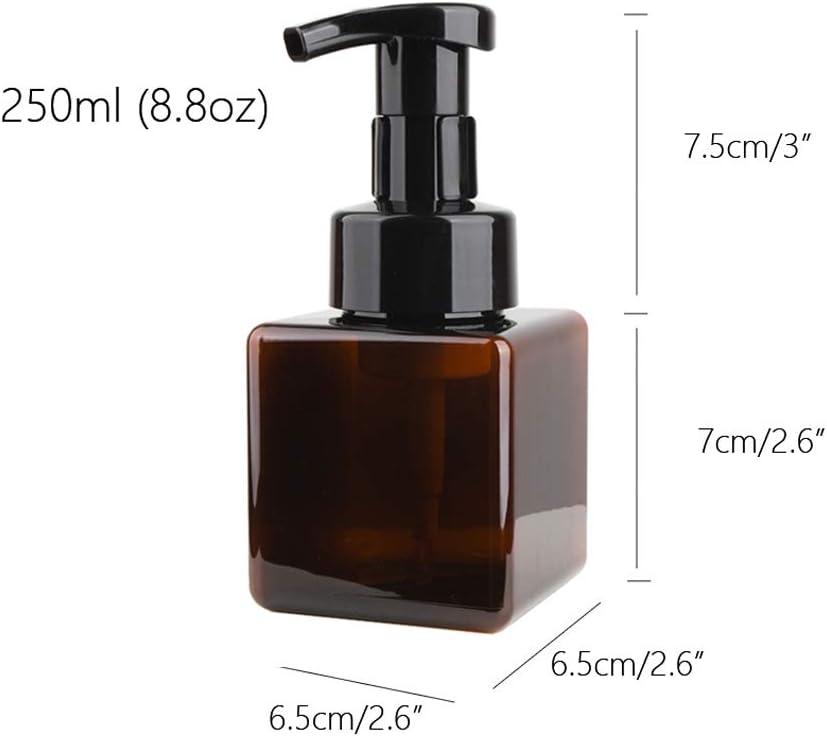 imageUUJOLY Foaming Soap Dispenser 250ml 9oz Refillable Pump Bottle for Liquid Soap Shampoo Body Wash 2 Pcs Small WhiteAmber