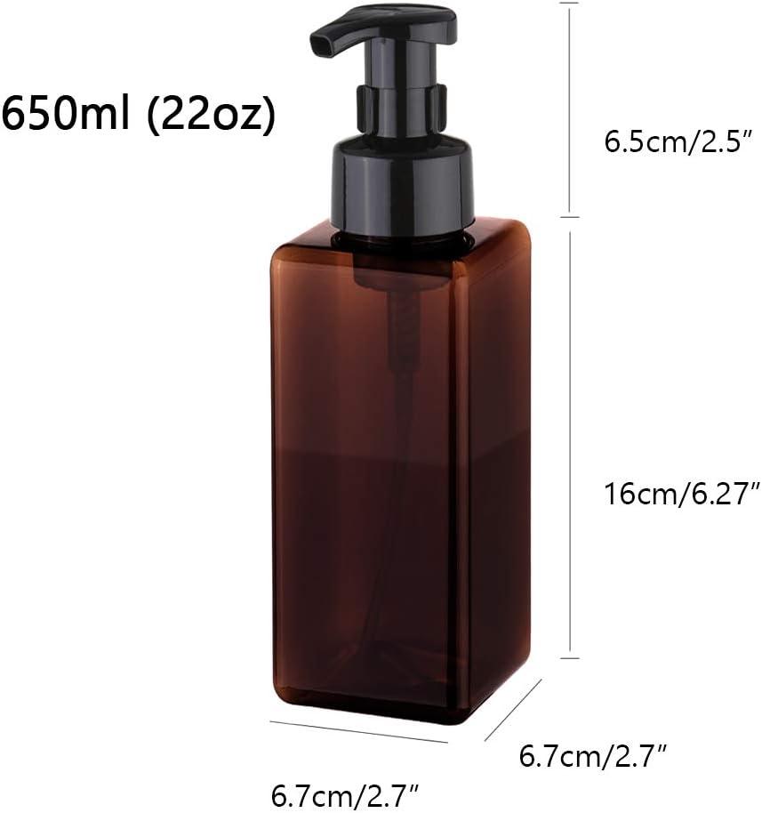 imageUUJOLY Foaming Soap Dispenser 250ml 9oz Refillable Pump Bottle for Liquid Soap Shampoo Body Wash 2 Pcs Small WhiteAmber