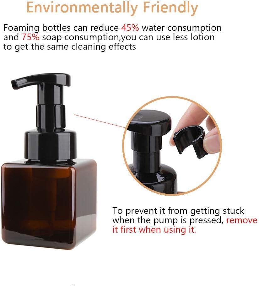 imageUUJOLY Foaming Soap Dispenser 250ml 9oz Refillable Pump Bottle for Liquid Soap Shampoo Body Wash 2 Pcs Small WhiteAmber