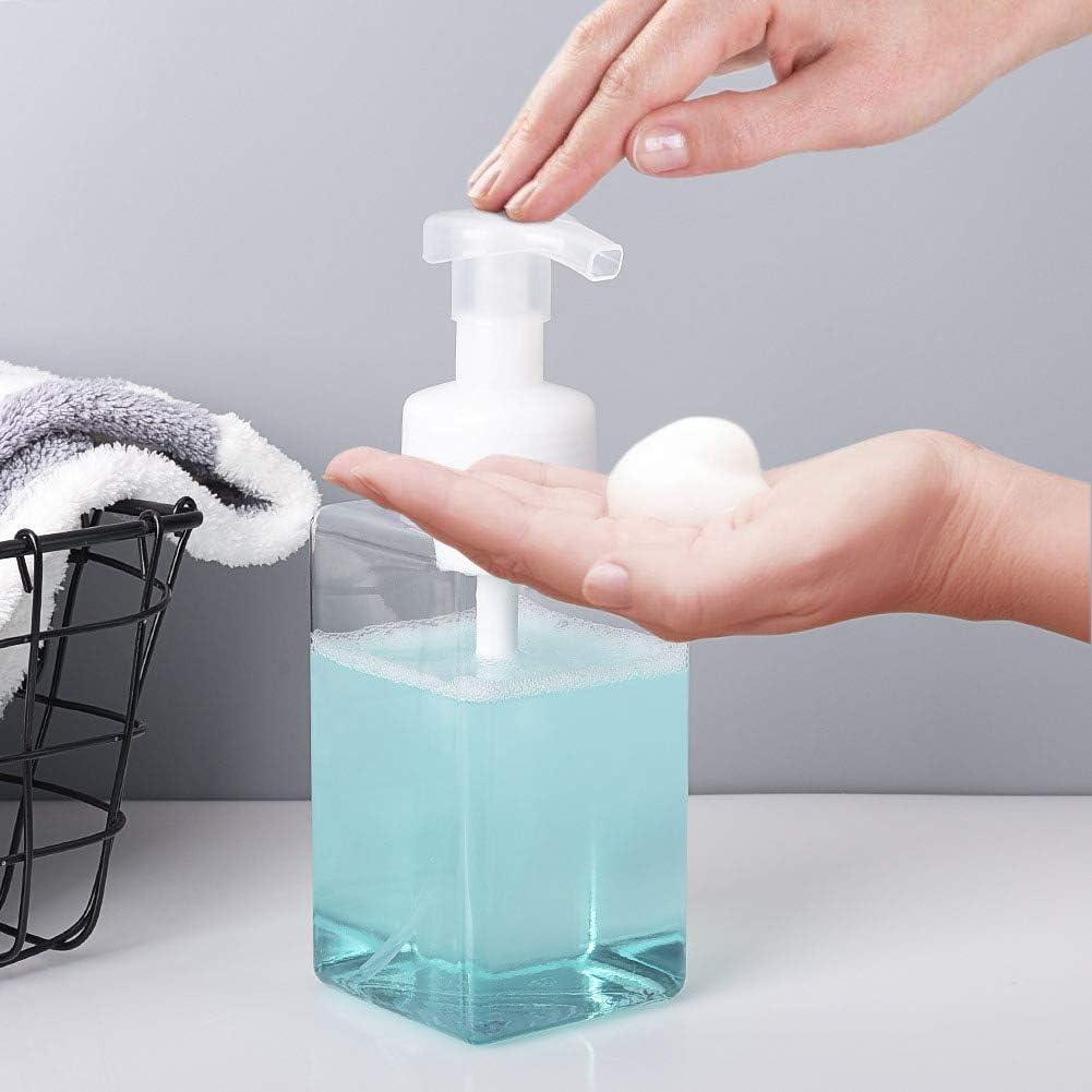 imageUUJOLY Foaming Soap Dispenser 250ml 9oz Refillable Pump Bottle for Liquid Soap Shampoo Body Wash 2 Pcs Small WhiteClear