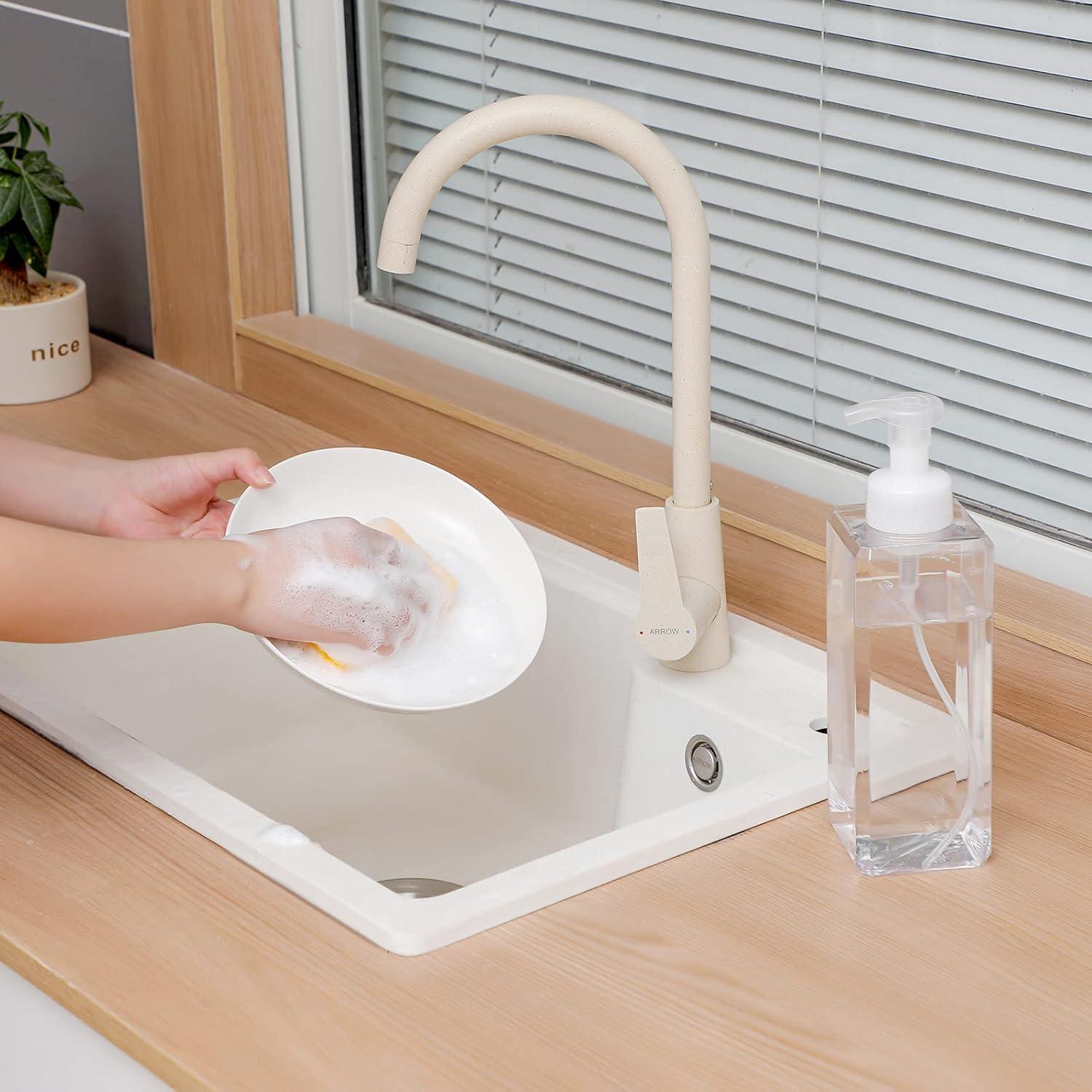 imageUUJOLY Foaming Soap Dispenser 250ml 9oz Refillable Pump Bottle for Liquid Soap Shampoo Body Wash 2 Pcs Small WhiteClear