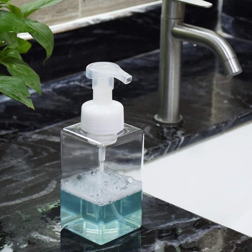 imageUUJOLY Foaming Soap Dispenser 250ml 9oz Refillable Pump Bottle for Liquid Soap Shampoo Body Wash 2 Pcs Small WhiteClear