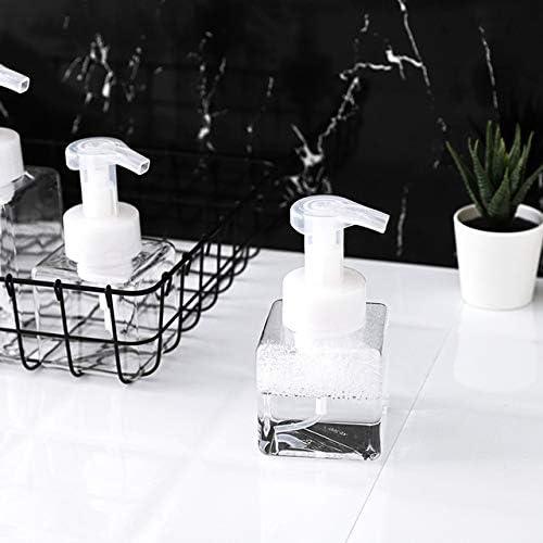 imageUUJOLY Foaming Soap Dispenser 250ml 9oz Refillable Pump Bottle for Liquid Soap Shampoo Body Wash 2 Pcs Small WhiteClear