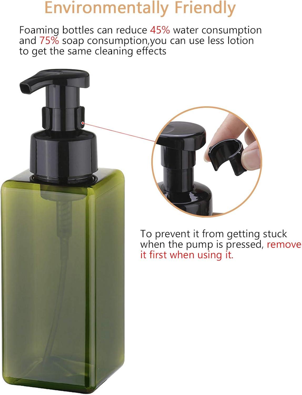imageUUJOLY Foaming Soap Dispenser 250ml 9oz Refillable Pump Bottle for Liquid Soap Shampoo Body Wash 2 Pcs Small WhiteGreen