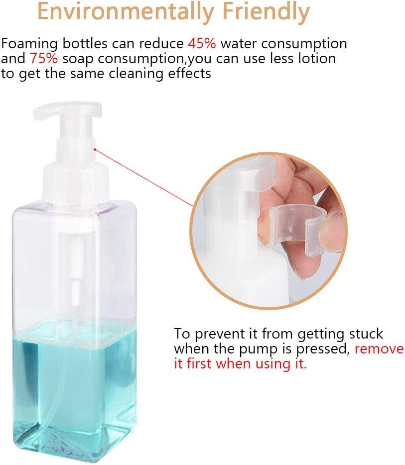 imageUUJOLY Foaming Soap Dispenser 450ml 15oz Refillable Pump Bottle Plastic for Liquid Soap Shampoo Body Wash 2 Pcs AmberClear