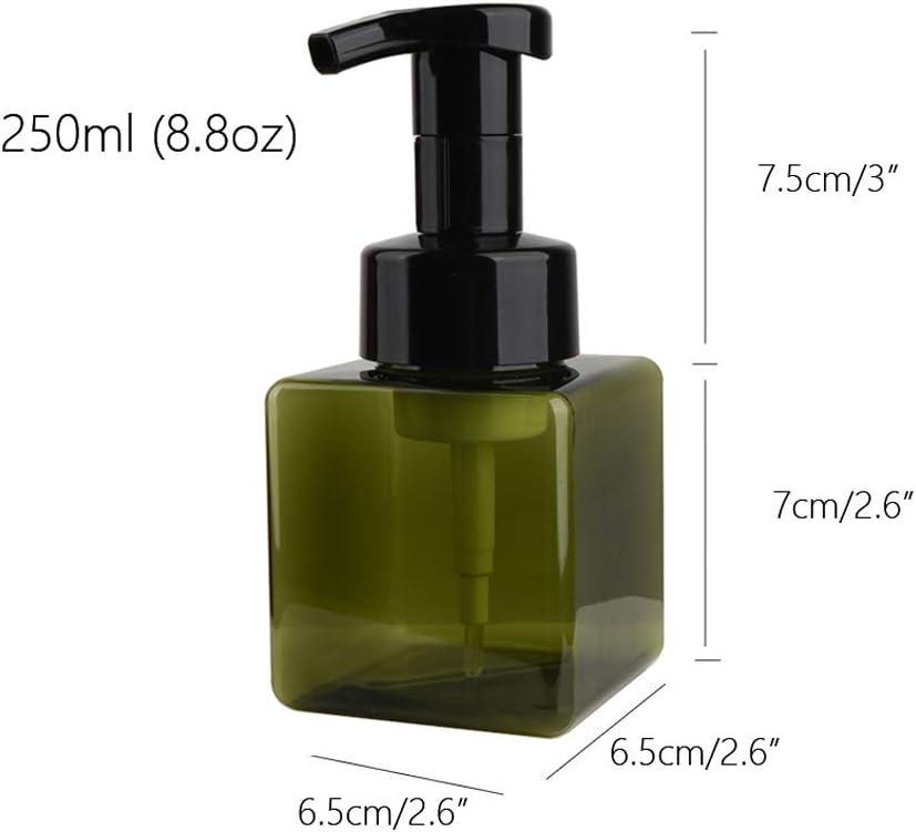 imageUUJOLY Foaming Soap Dispenser 450ml 15oz Refillable Pump Bottle Plastic for Liquid Soap Shampoo Body Wash 2 Pcs AmberGreen