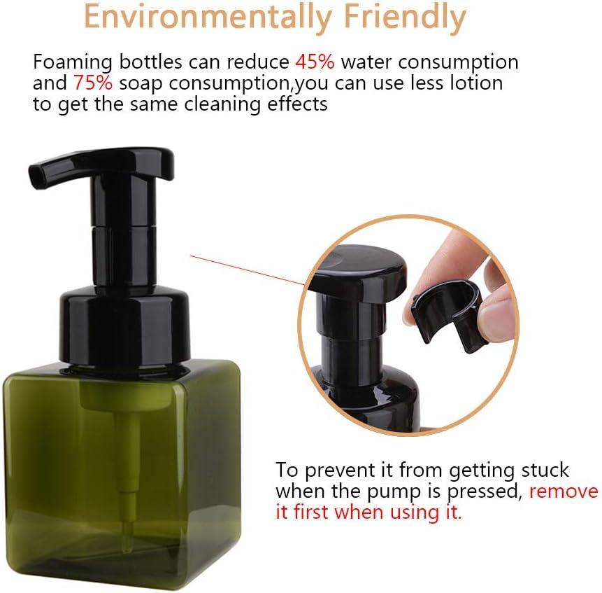 imageUUJOLY Foaming Soap Dispenser 450ml 15oz Refillable Pump Bottle Plastic for Liquid Soap Shampoo Body Wash 2 Pcs AmberGreen