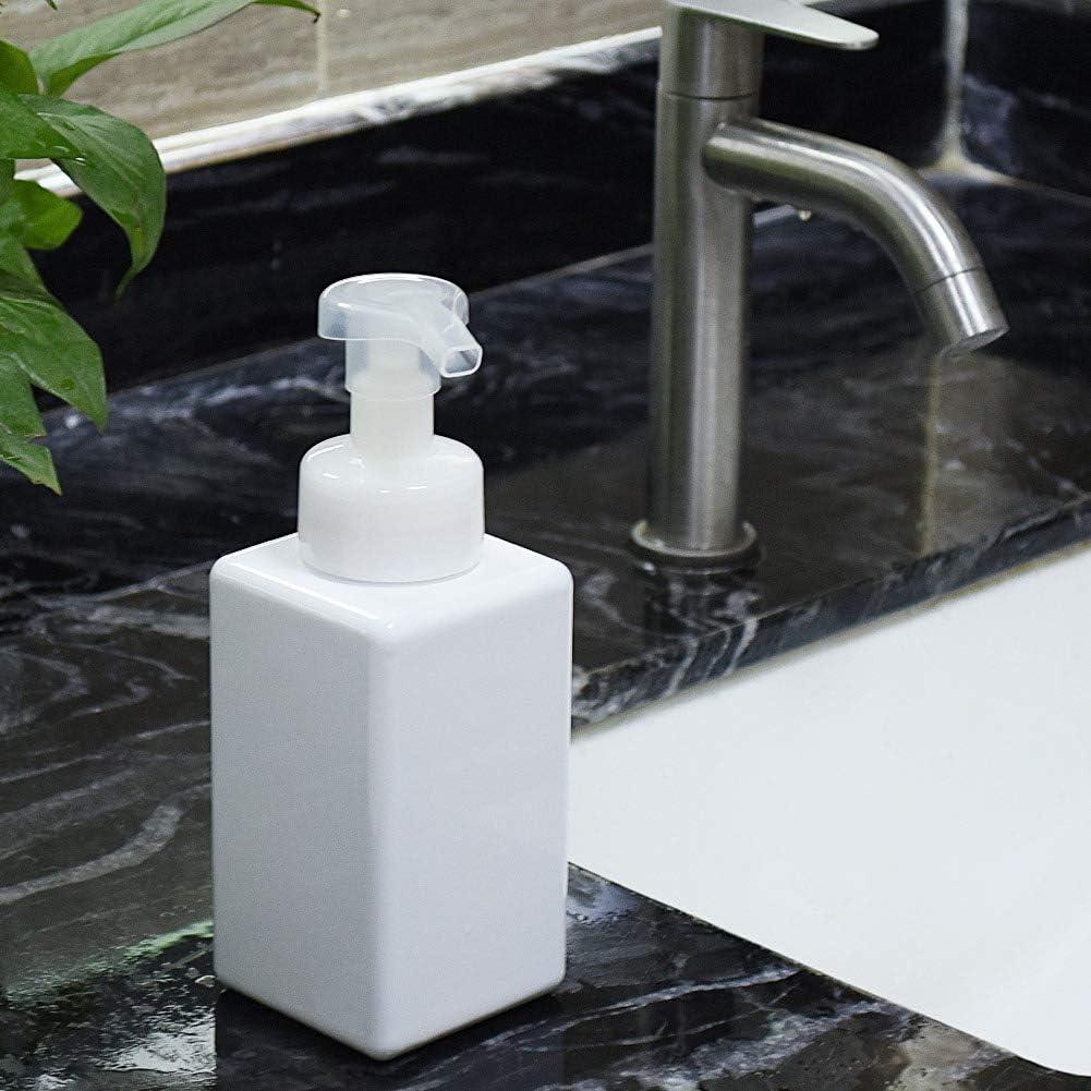 imageUUJOLY Foaming Soap Dispenser 450ml 15oz Refillable Pump Bottle Plastic for Liquid Soap Shampoo Body Wash 2 Pcs AmberWhite