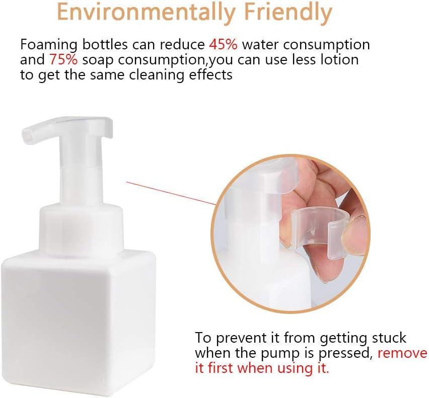 imageUUJOLY Foaming Soap Dispenser 450ml 15oz Refillable Pump Bottle Plastic for Liquid Soap Shampoo Body Wash 2 Pcs AmberWhite