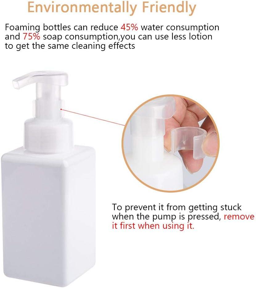 imageUUJOLY Foaming Soap Dispenser 450ml 15oz Refillable Pump Bottle Plastic for Liquid Soap Shampoo Body Wash 2 Pcs AmberWhite